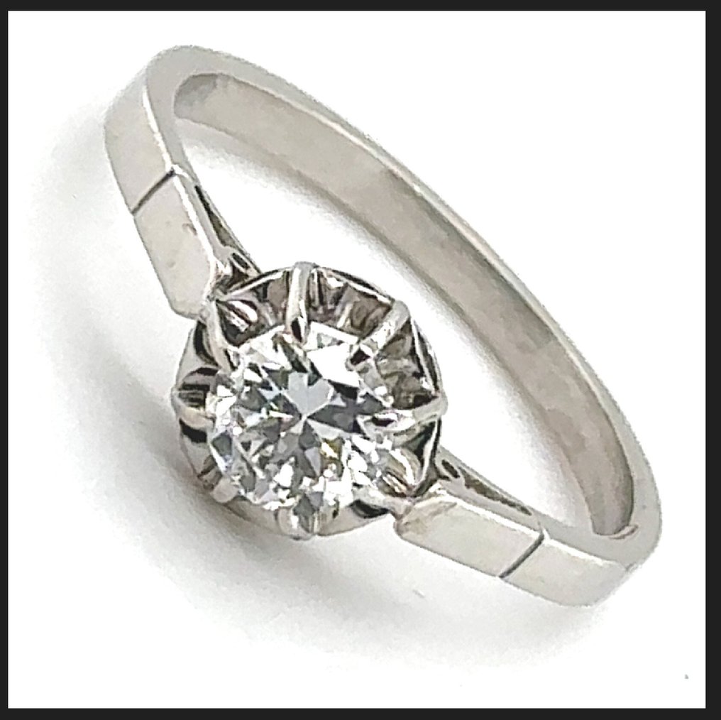 Sormus - 18 kt. Valkokulta - 0.50ct. tw. Timantti (Luonnollinen) - 18K Solitaire RS53 0,50ct #1.0
