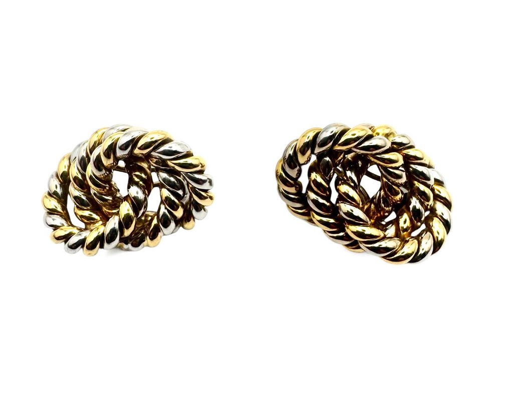 耳环 750黄金，双色：黄色和白色 - Torchon a lobo #2.1