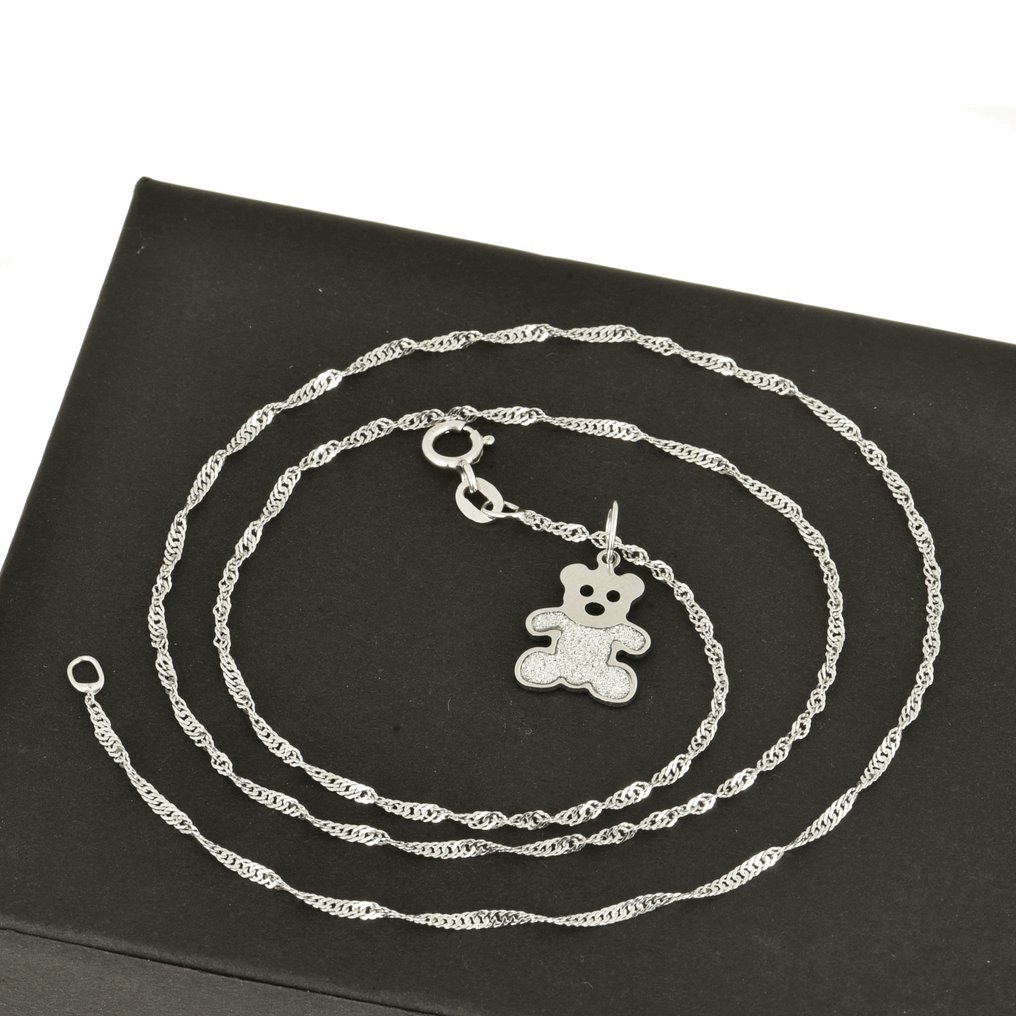 吊墜頸鏈 - 18 克拉 白金 #1.0