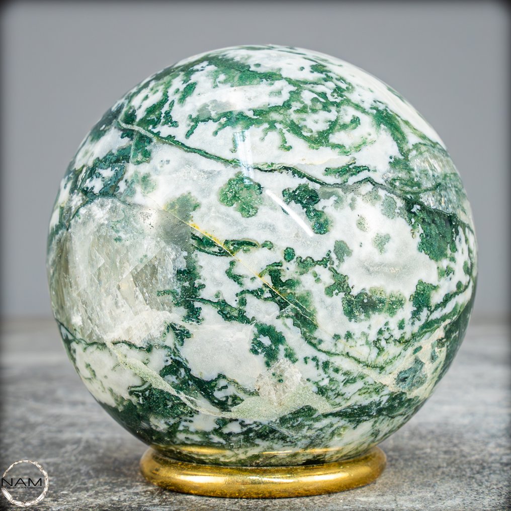 稀有天然艺术苔藓 - 玛瑙配方解石 - 水晶 Sphere,巴西- 537.59 g #3.2