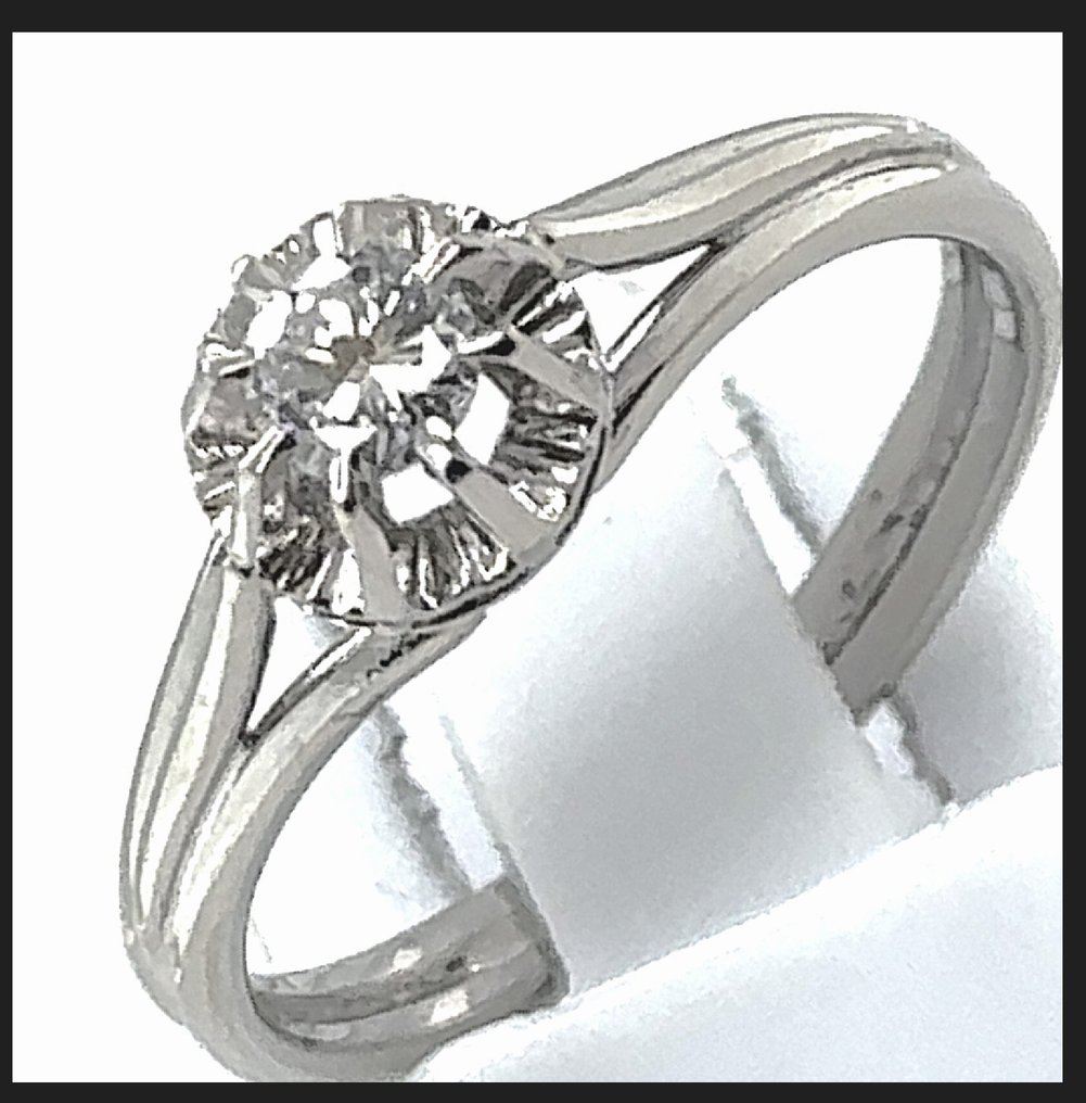 戒指 - 18 克拉 白金 - 0.30ct. tw. 鉆石 (天然) - 18K 0.30 直徑單鑽 #3.2