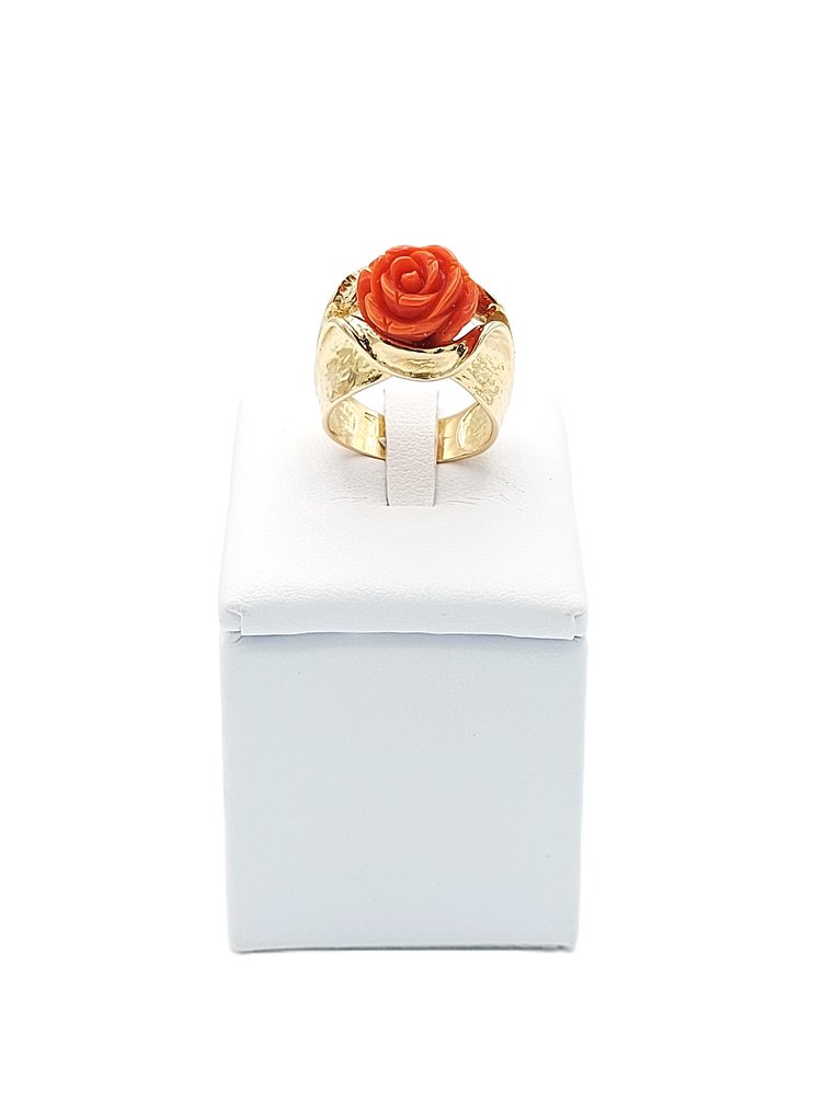 戒指 - 18 克拉 黃金 珊瑚 #1.0
