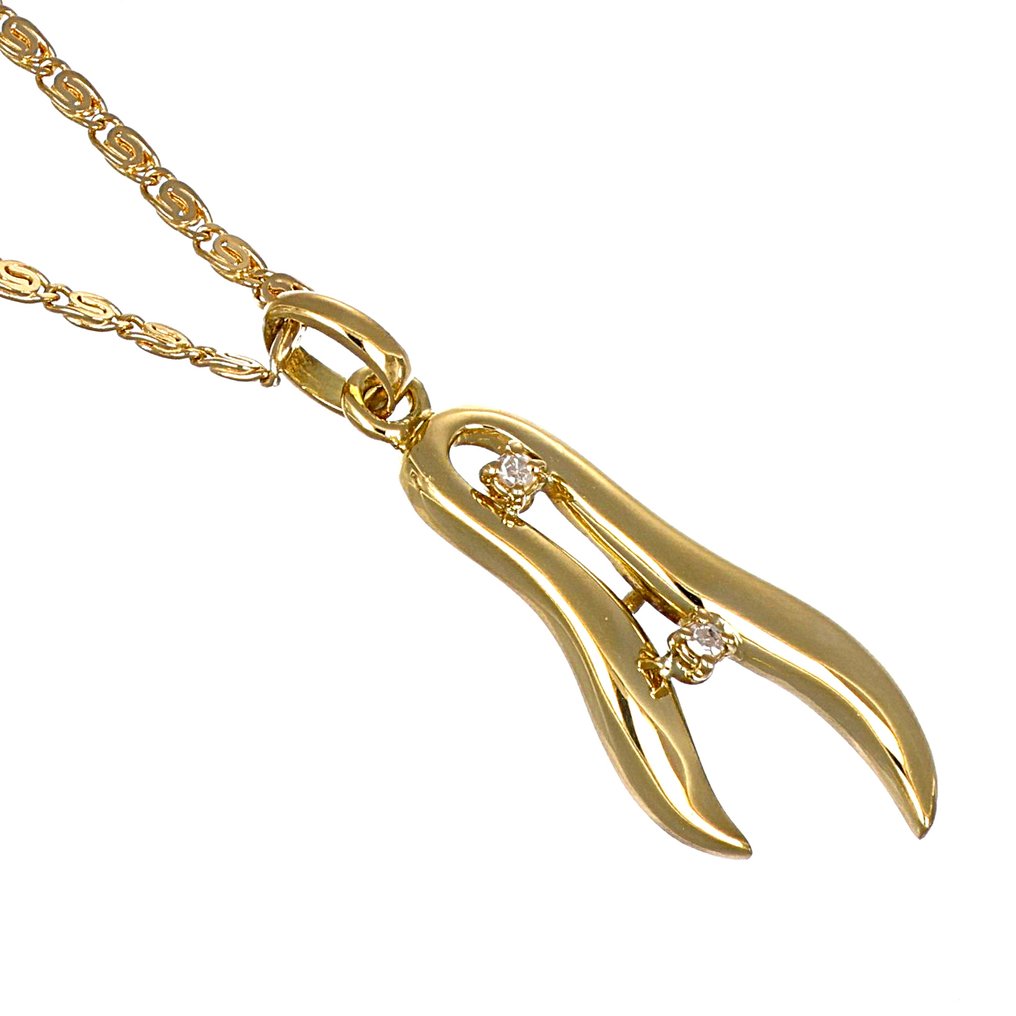 Κολιέ με μενταγιόν - 18 καράτια Κίτρινο χρυσό -  0.05ct. tw. Διαμάντι (Φυσικό)  #1.0