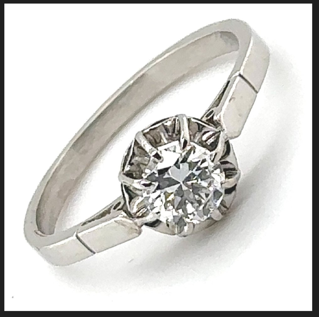 Sormus - 18 kt. Valkokulta - 0.50ct. tw. Timantti (Luonnollinen) - 18K Solitaire RS53 0,50ct #3.2