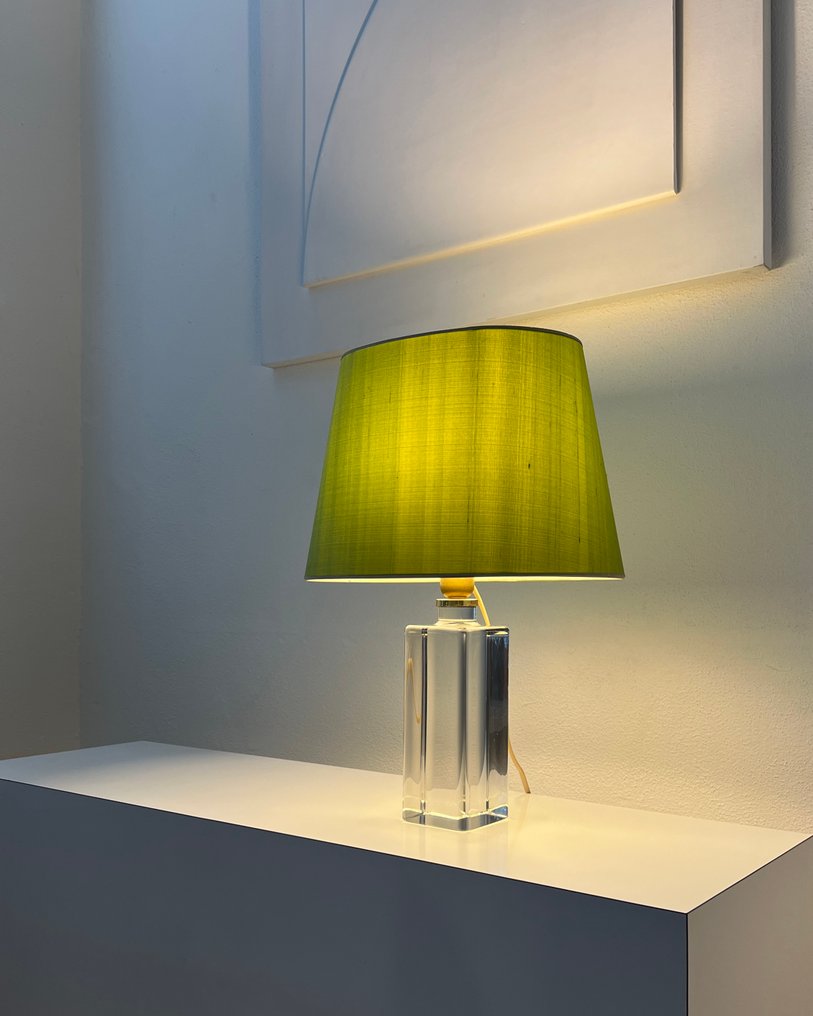 Kosta Sweden - Gustav Leek - Table lamp - H 46.5 cm - 4.1 kg - Brass, Crystal, Glass, Textile - Massive crystal glass #1.0