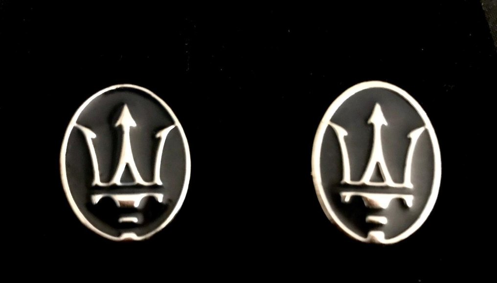 Ένα εκπληκτικό ζευγάρι 925/000 ασημένιας επένδυσης, MASERATI, Ιταλικά, κρίκοι μανικετόκουμπα, με το - Μανικετόκουμπα #1.0