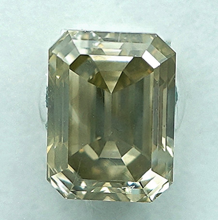 1 pcs Diamant  (Colorat natural)  - 1.00 ct - Smarald - Fancy light Cenușiu Galben - SI2 - IGI (Institutul gemologic internațional) #1.0