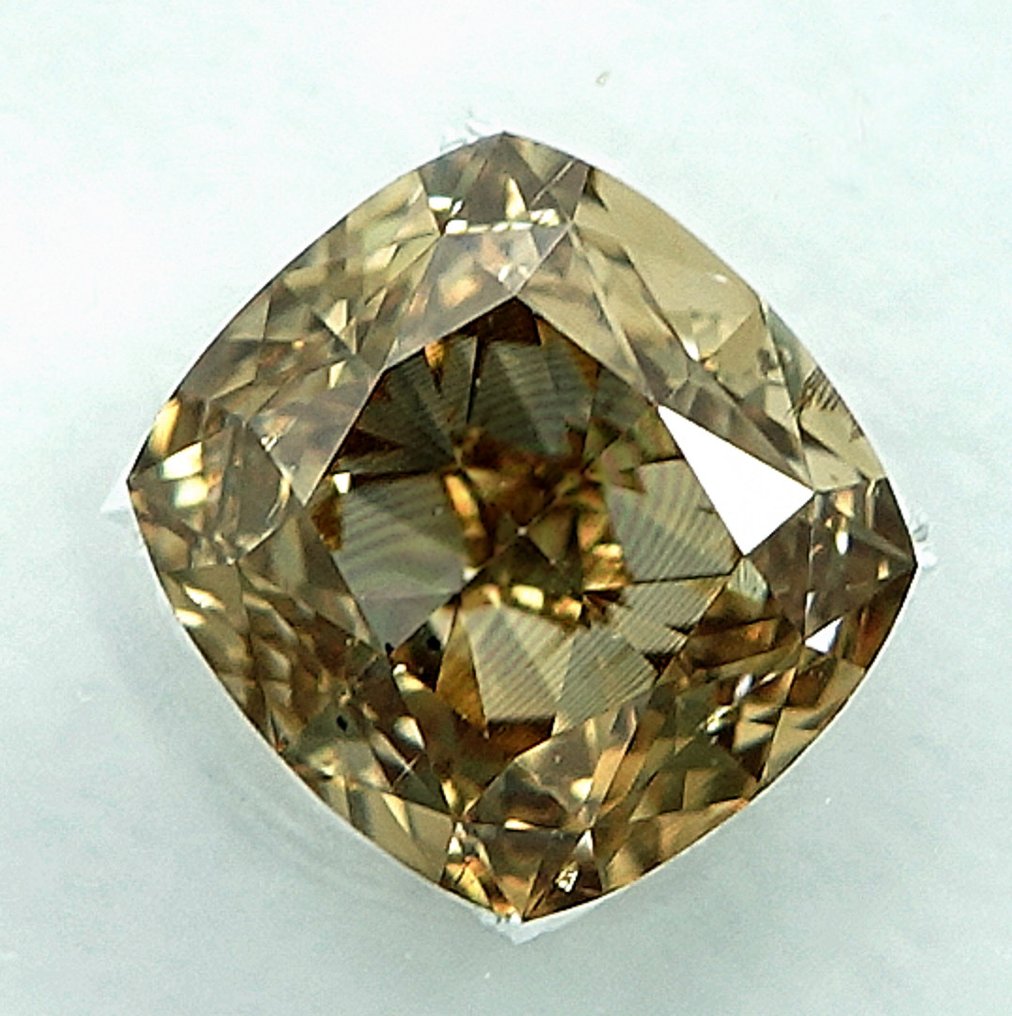 1 pcs Timantti  (Luonnonvärinen)  - 1.00 ct - Cushion (pyöristetty neliö) - Fancy light Rusehtava Keltainen - SI1 - Kansainvälinen gemologinen instituutti (IGI) #2.1
