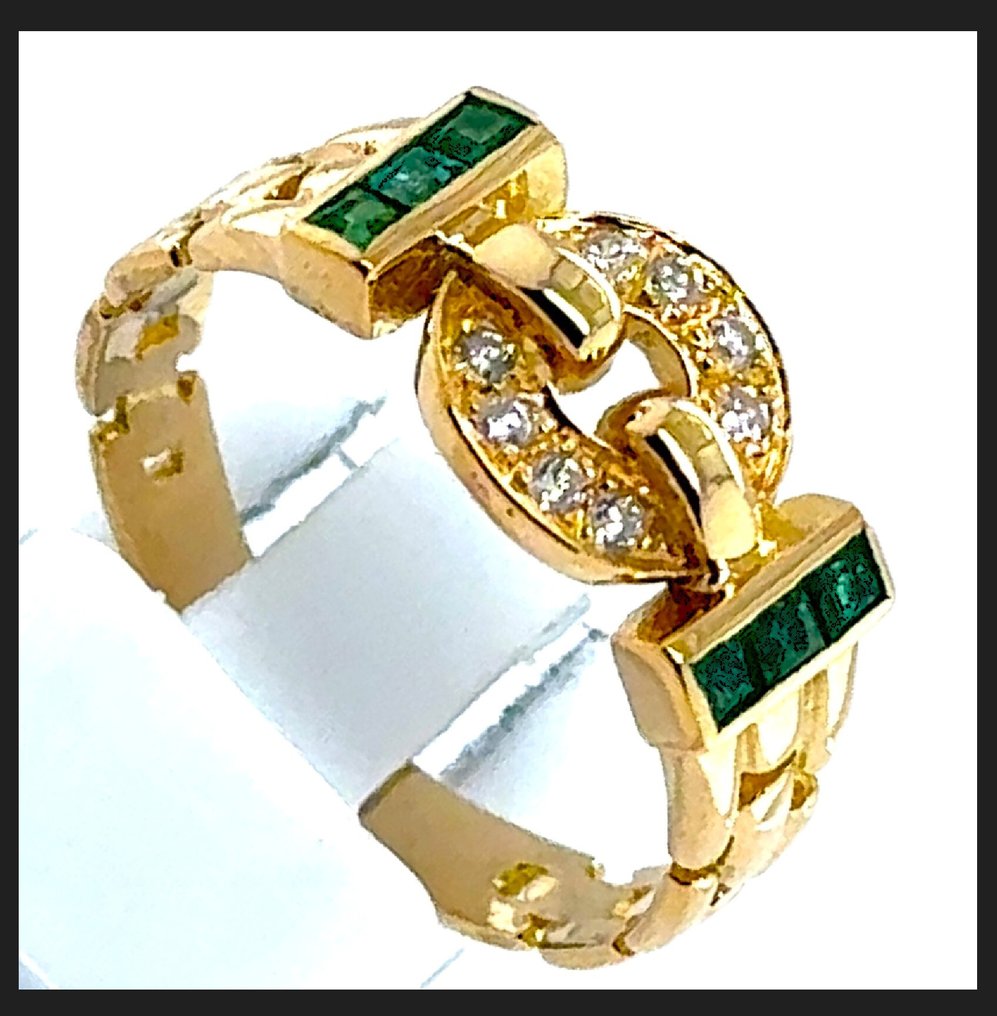 戒指 - 18 克拉 黃金 - 0.46ct. tw. 鉆石 (天然) - 祖母綠 - 独特作品 RS61 Diamonds #2.1