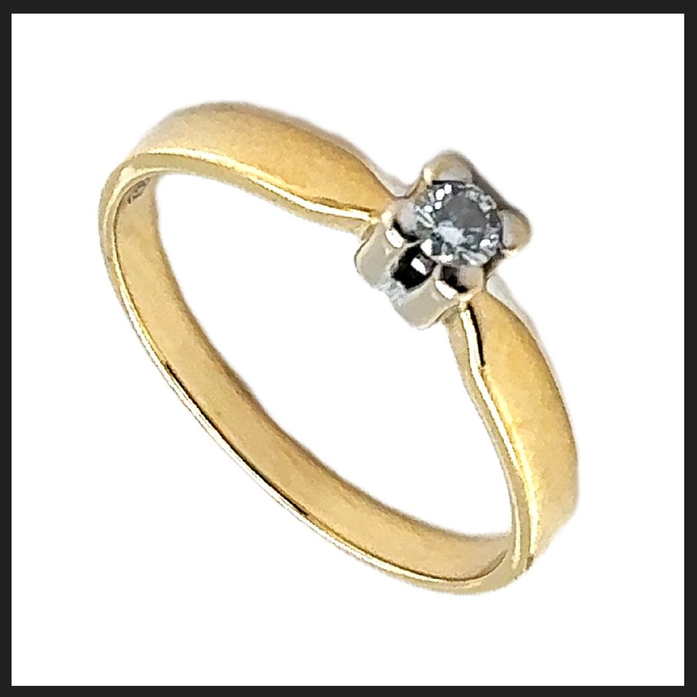 戒指 - 18K包金 白金, 黄金 - 0.10ct. tw. 钻石 (天然) - 0,10 Solitaire RS 54 18K #4.3