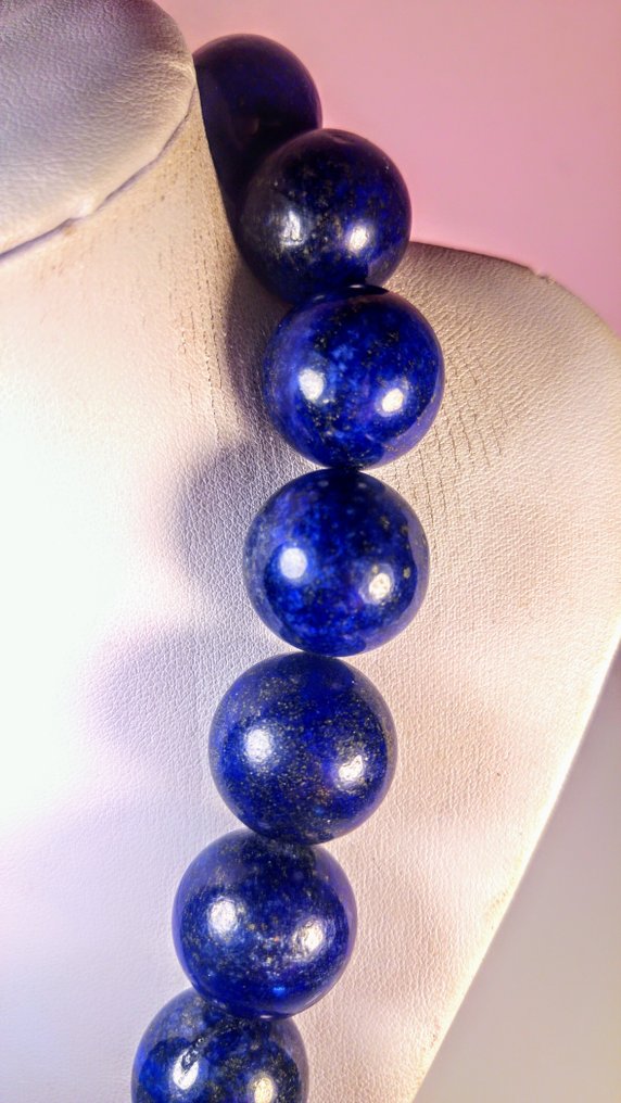 Collana in lapislazzuli blu Perline rotonde - Altezza: 50 cm - Larghezza: 20 mm- 315 g #2.1