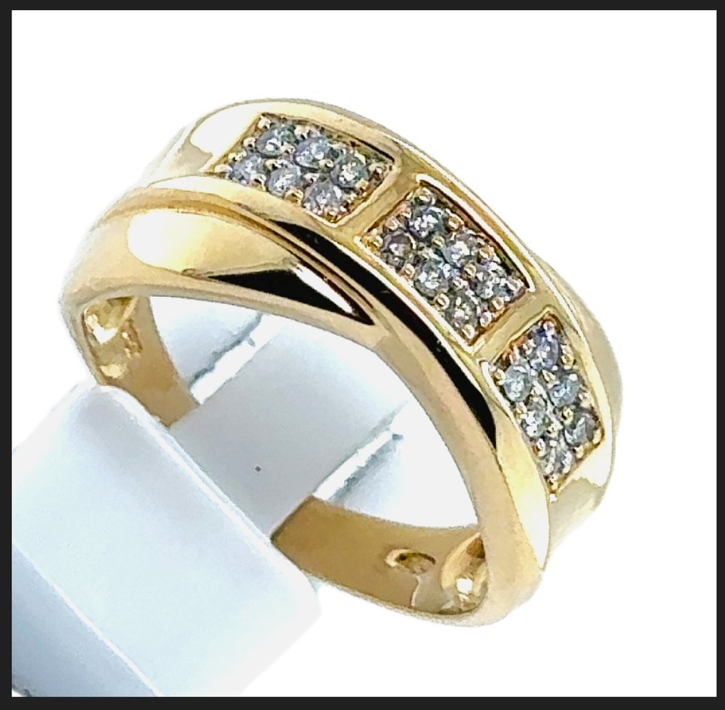 Sormus - 18 kt. Keltakulta, Valkokulta - 0.72ct. tw. Timantti (Luonnollinen) - Kaksirivinen sormus RS 66 #2.1