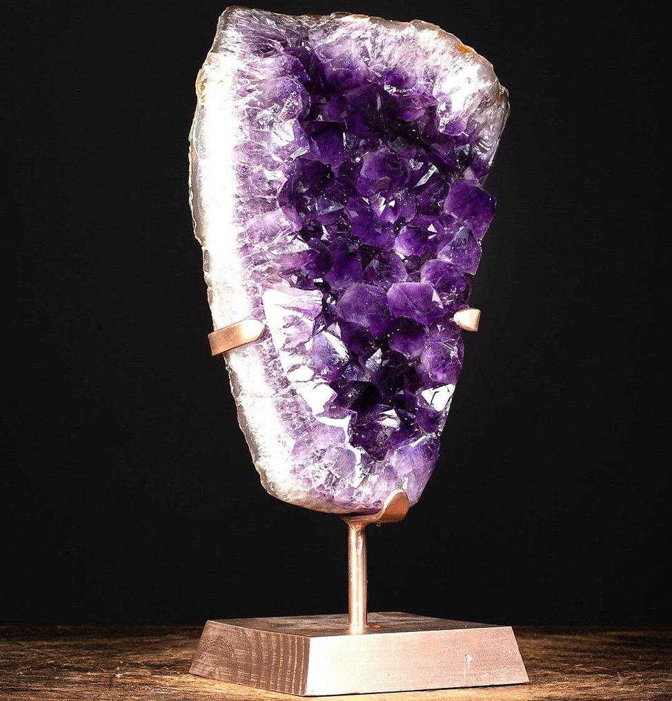 Top quality amethyst drusy - deep purple color - giant crystals - elegant rose base - Height: 444 mm - Width: 238 mm- 9700 g #2.1