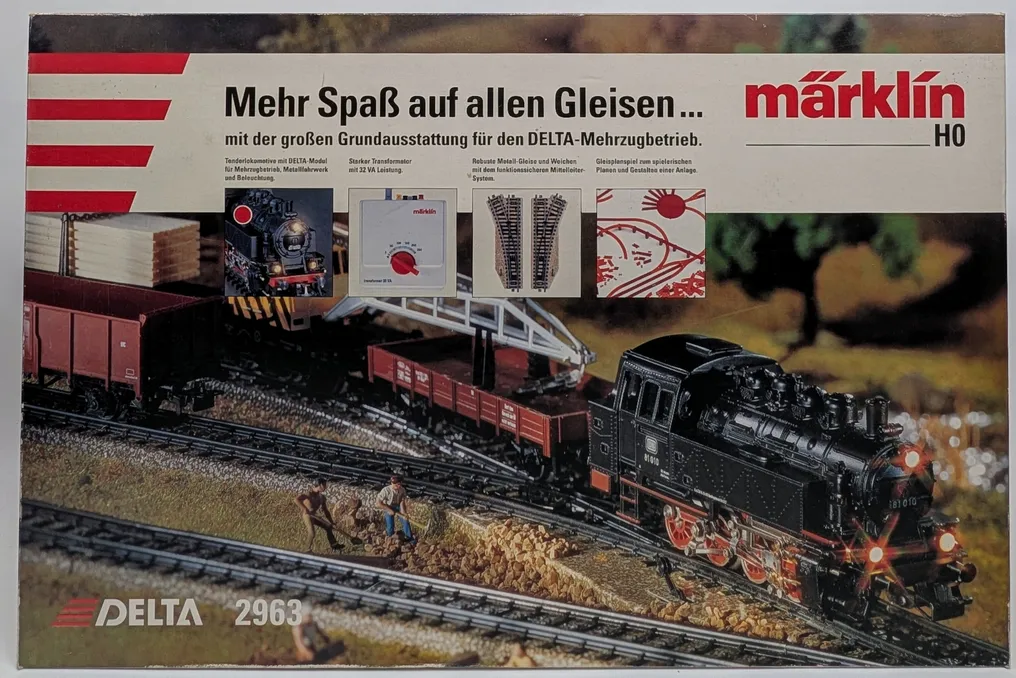 Märklin H0 - 2963 - Train set (1) - Märklin Delta model railway complete set with tracks, locomotive, wagons, transformer, and - DB #1.2