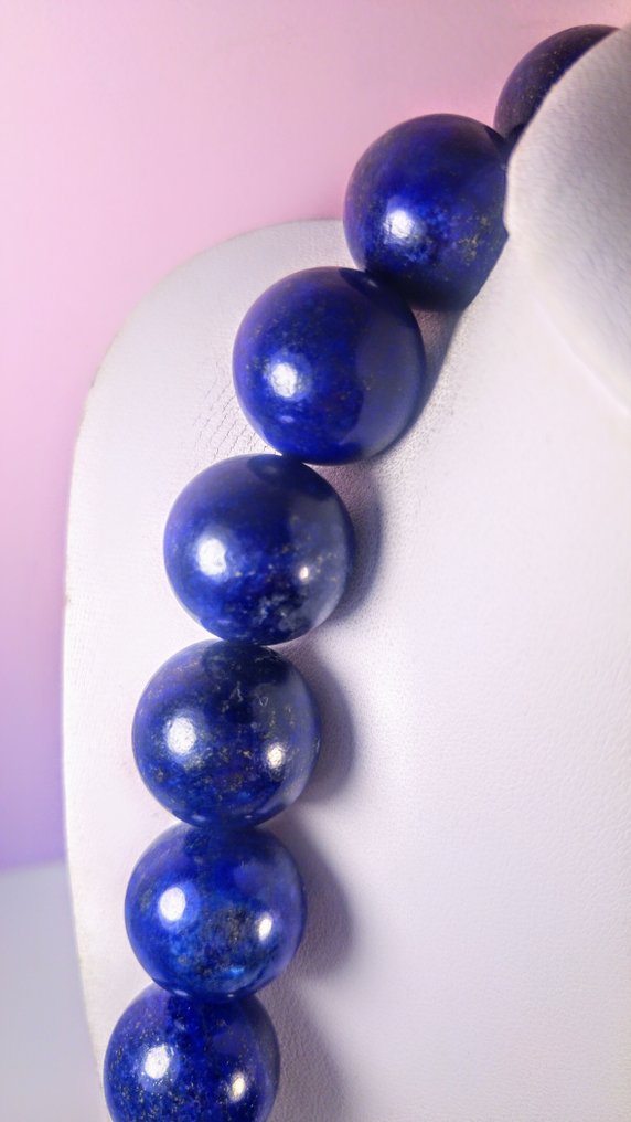 Collana in lapislazzuli blu Perline rotonde - Altezza: 50 cm - Larghezza: 20 mm- 315 g #3.2