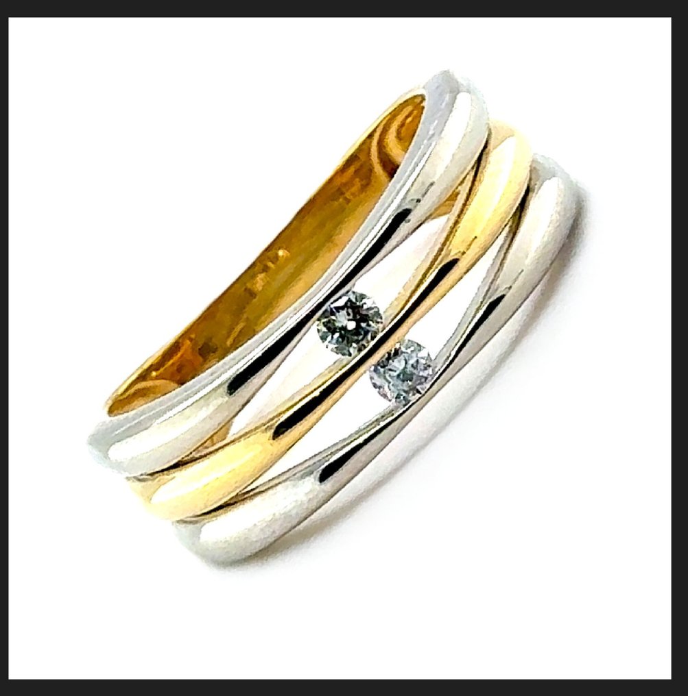 戒指 - 18K包金 白金, 黄金 - 0.12ct. tw. 钻石 (天然) - 0,12 Bandring RS 57 18K #3.2