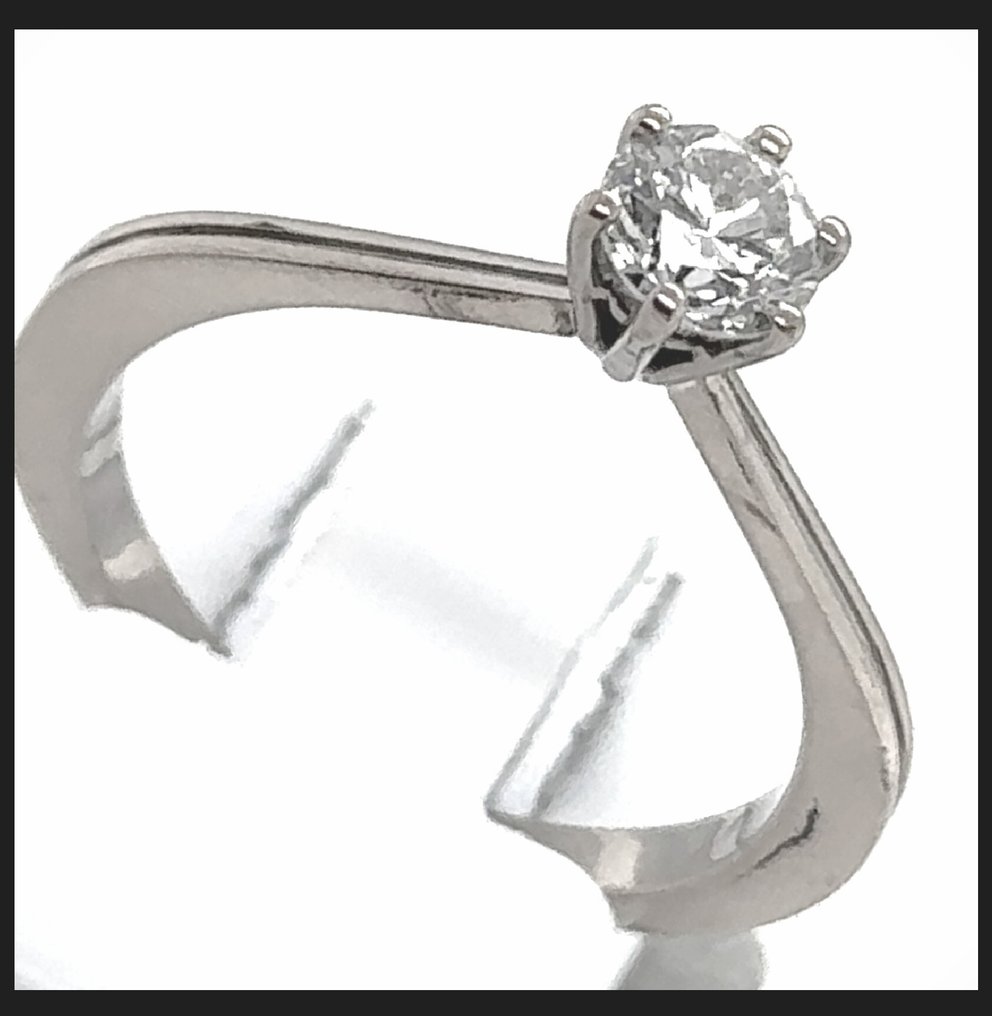 戒指 - 18 克拉 白金 - 0.45ct. tw. 鉆石 (天然) - 18K Solitaire RS54 0,45克拉 #1.0