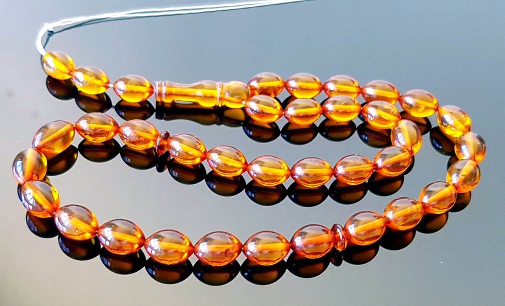 Rav Amber Sjælden Rav Amber Bønnesøjler Rosenkrans Tesbih Misbaha - Oliven Rav Søjler- 11 g #2.1