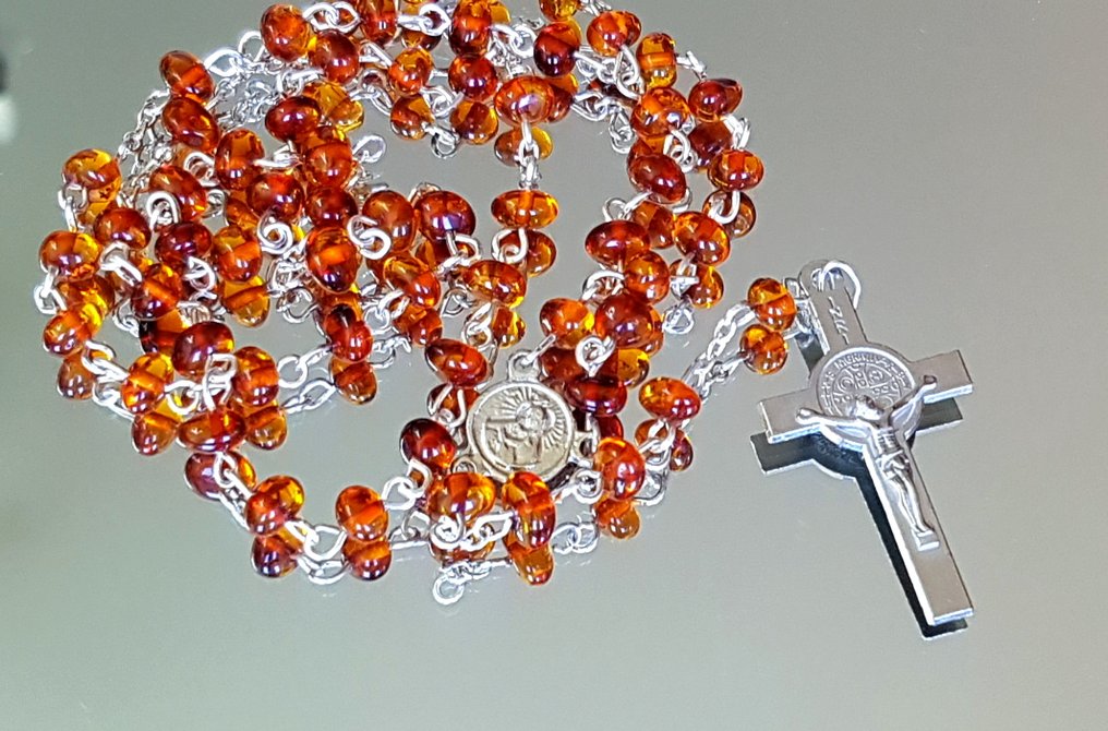  Ροζάριο - Κεχριμπάρι, Βαλτικό Ρόδον Αλυσίδα - Χειροποίητο - 2025  #4.3