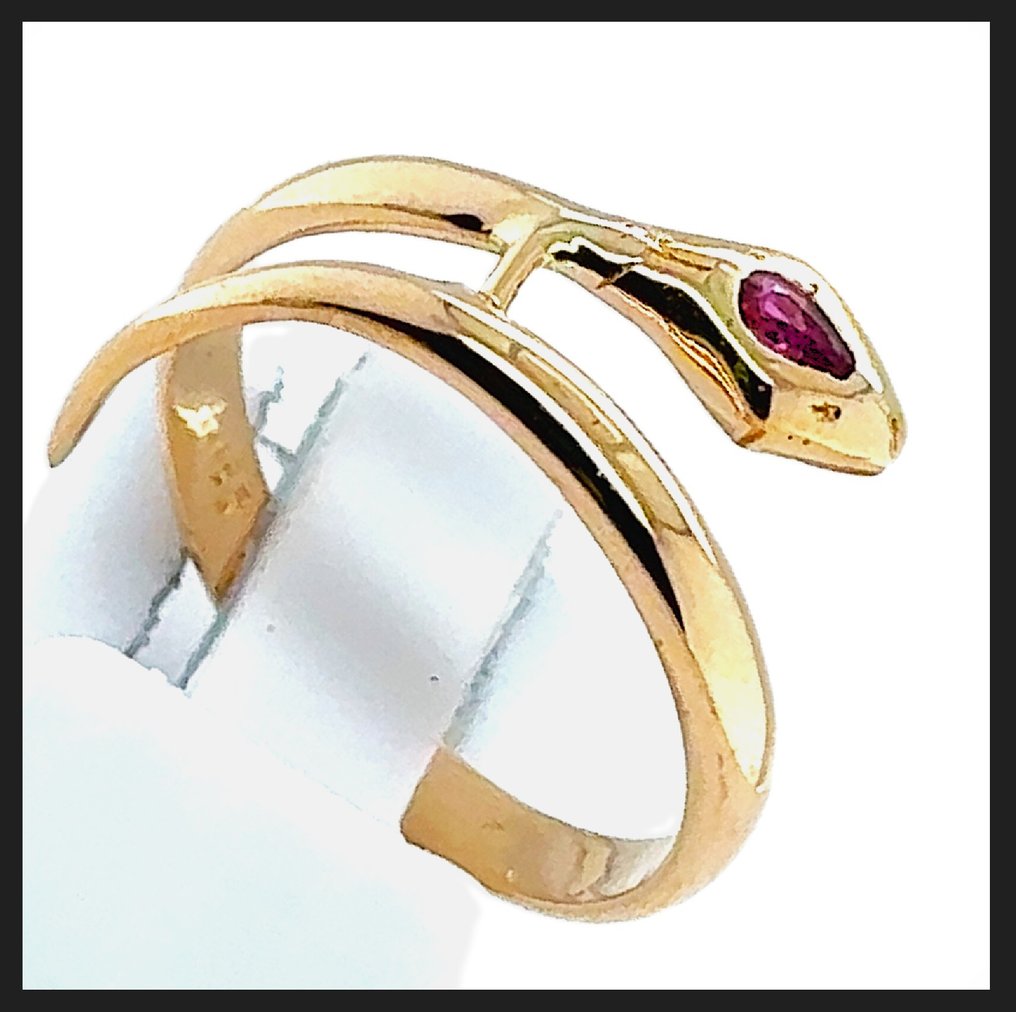 Sormus - 18 kt. Ruusukulta - 0.10ct. tw. Rubiini - Käärmekoru RS 57 Ruby #3.2