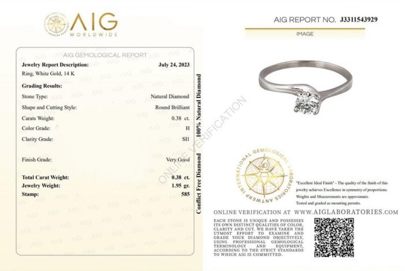 Ingen mindstepris - Ring - 14 karat Hvidguld Diamant (Natur) - Diamant #2.1
