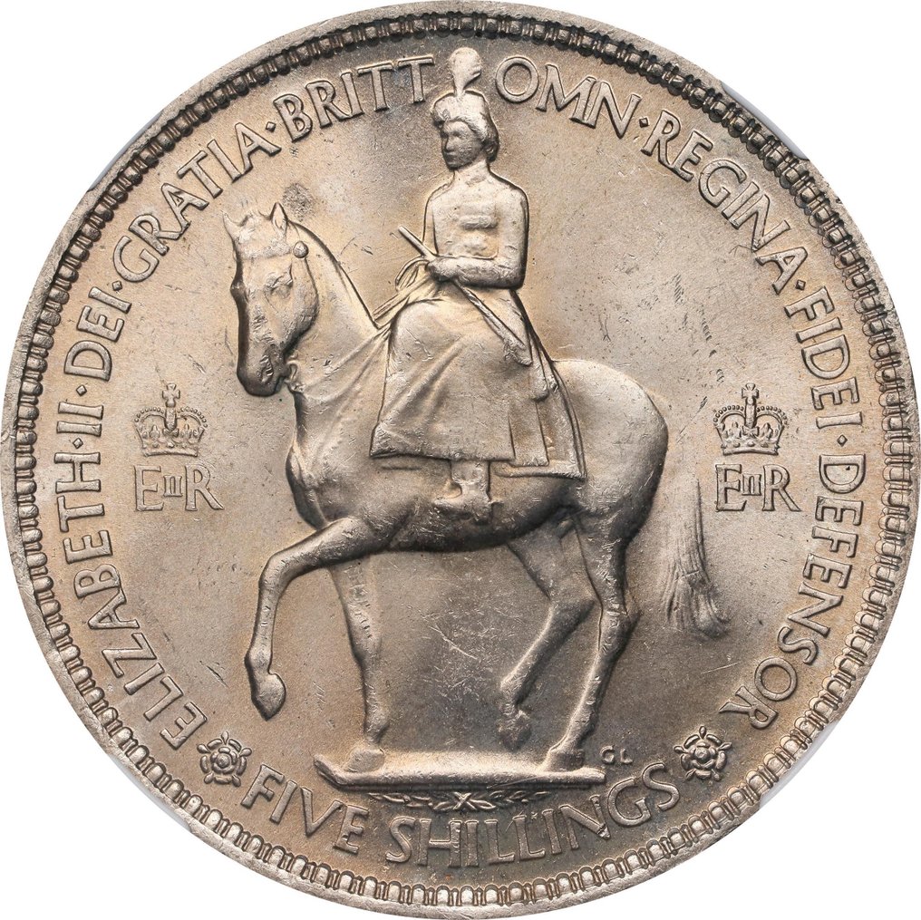 Kingdom of Great Britain. Isabel II. 5 Shillings 1953 / NGC MS64 #2.1