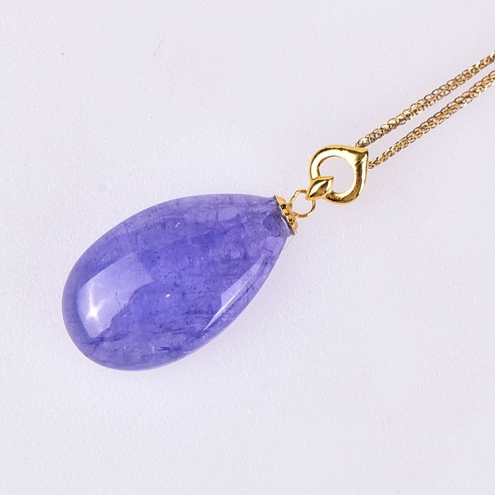 Κολιέ με μενταγιόν - 18 καράτια Κίτρινο χρυσό - 5.20ct. tw. Τανζανίτης #4.3