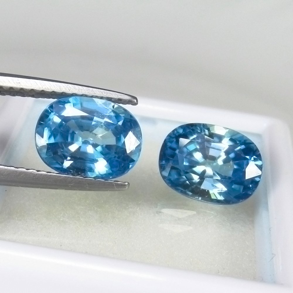 2 pcs  藍色 鋯石  - 5.45 ct - 國際有色寶石協會 (ICA GemLab) - 双胞胎 #1.0