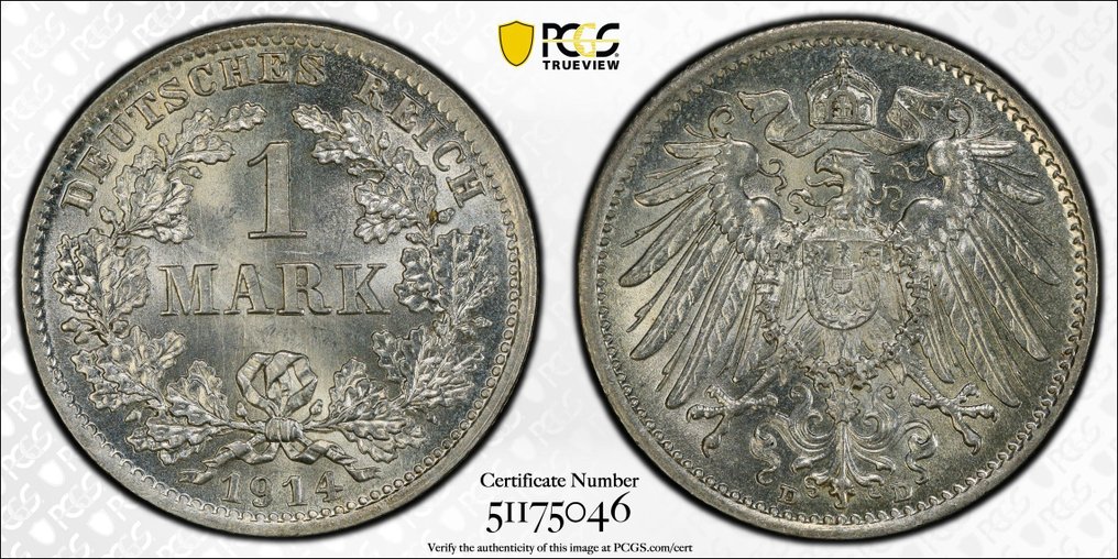 Germania, Impero Guglielmo II. 1 Mark 1914 - PCGS MS66 (Munich) #1.0
