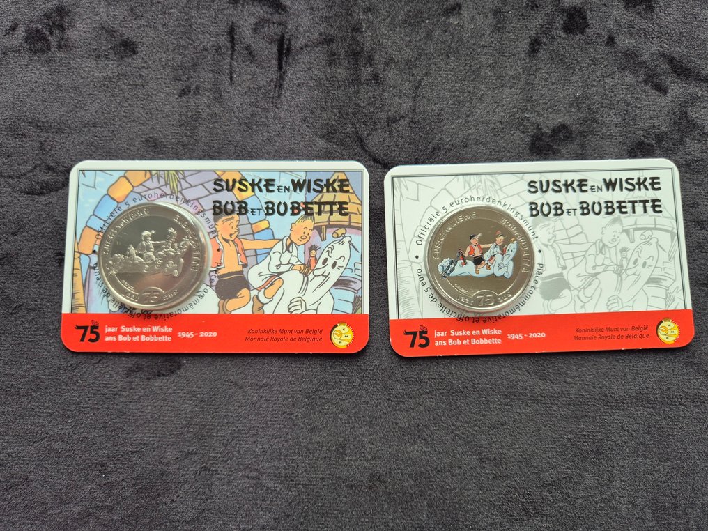 Belgium. 5 Euro 2020 "75 jaar Suske en Wiske" reliëf + kleur (2 stuks) (No Reserve Price) #1.0