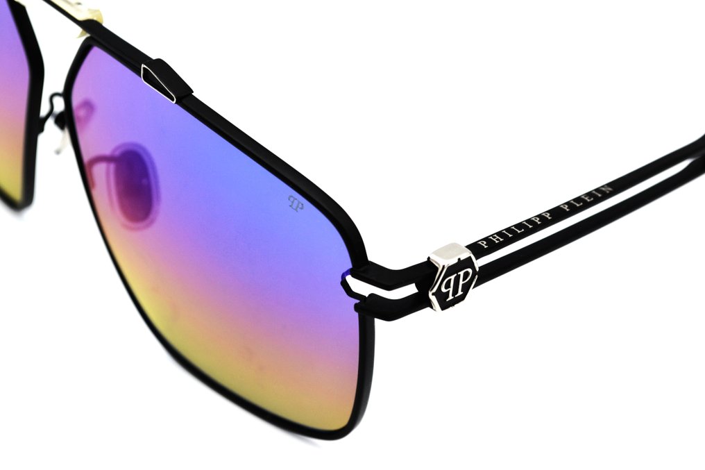 Philipp Plein - Silver Plein Seventies SPP049 - TITANIUM Design - Exclusive Purple Mirrored Lenses - *New* - Aurinkolasit #4.3