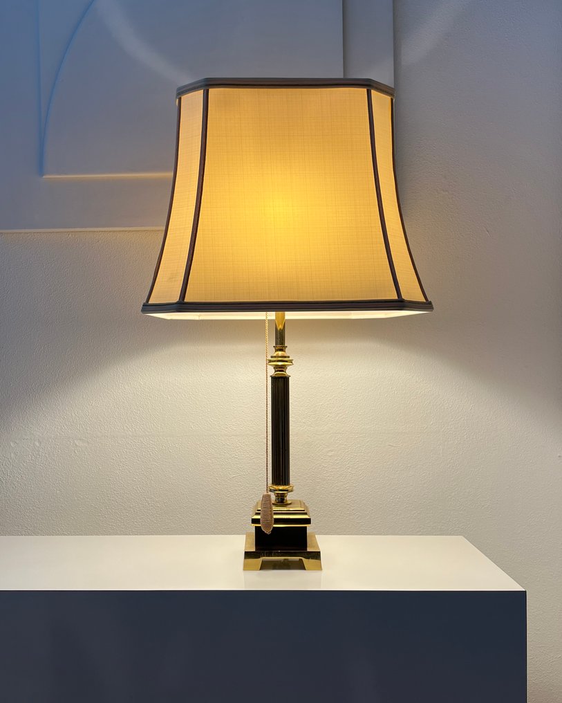 Kullmann - Table lamp - Beautiful high-end XL Boho chic brass table lamp - H 75 cm - Brass, Gold plated, Iron, Silk - Trekcord switch #1.0