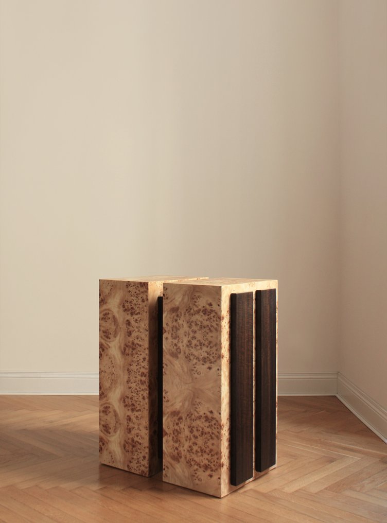 Formaminima - Sivupöytä - Eukalyptus Frisé ja Poplar Burlwood - Solid/One - Stripe Series #1.0