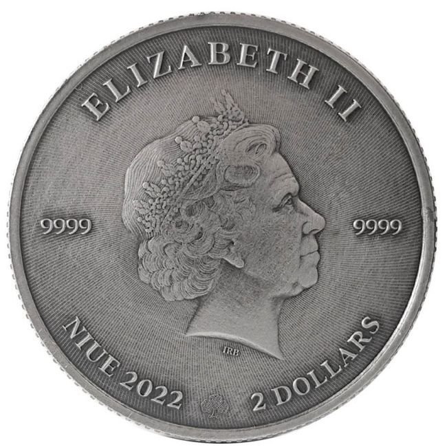 Niue. 2 Dollars 2022 1oz Niue Shamrock Antique Finish Silver Coin (Senza prezzo di riserva) #1.0