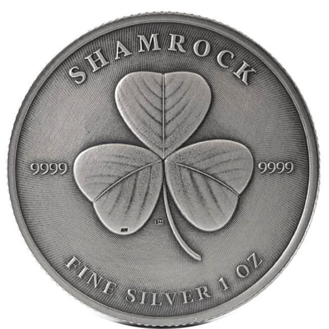 Niue. 2 Dollars 2022 1oz Niue Shamrock Antique Finish Silver Coin (Senza prezzo di riserva) #1.0