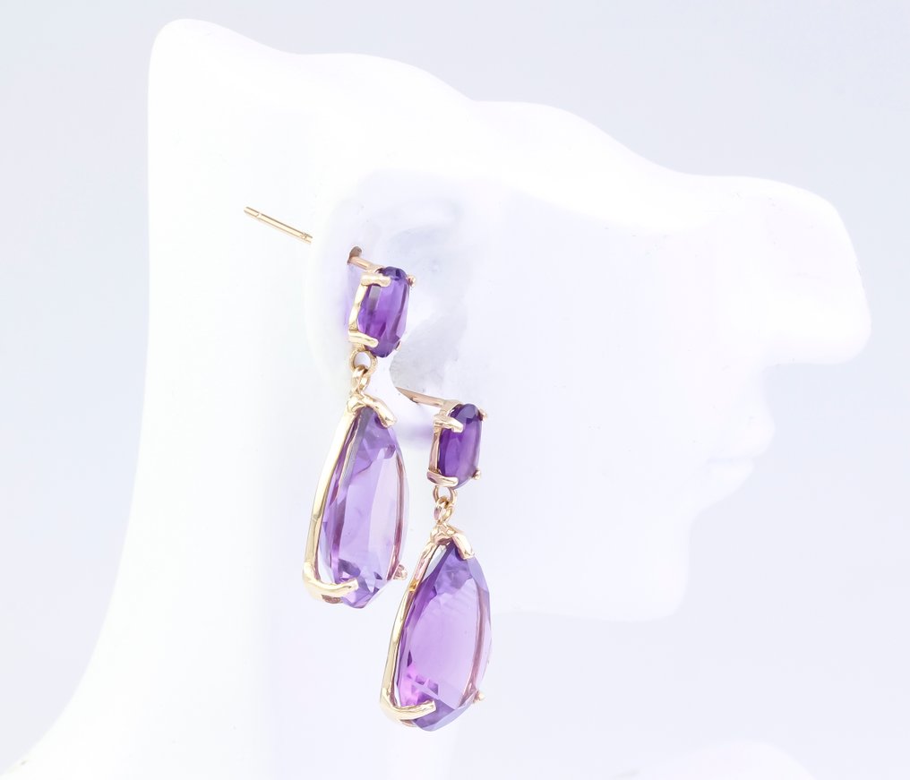 没有保留价 - 耳环 - 14K包金 黄金 紫水晶 - 紫水晶 #3.2