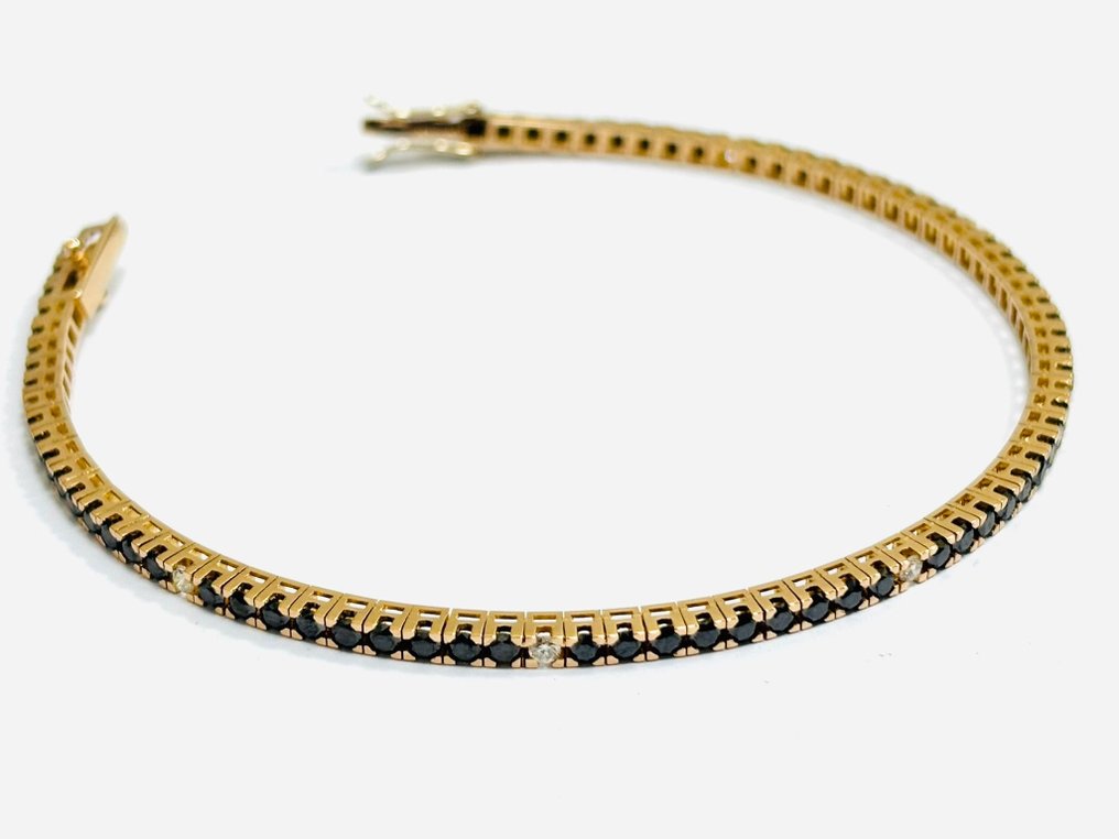 网球手链 - 18K包金 玫瑰金 -  7.20ct. tw. 钻石 (经彩色处理)  - 钻石 - 意大利制造 #2.1