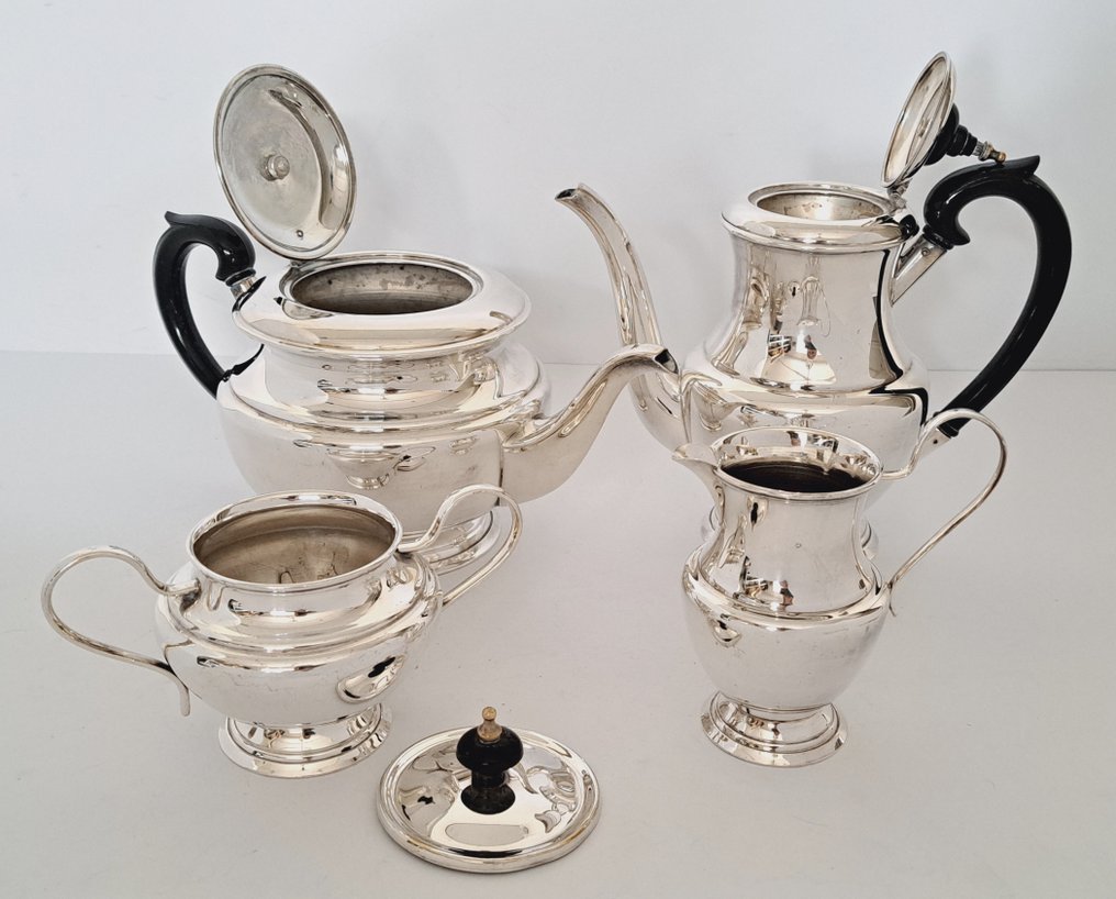 Fleuron Christofle - Tafelservies (5) - 4delig koffie/ theeservies op dienblad - Verzilverd #3.2