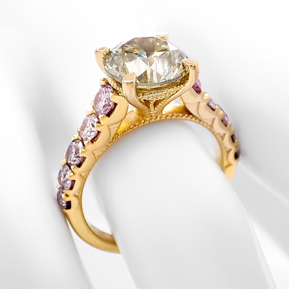 Δαχτυλίδι - 14 καράτια Κίτρινο χρυσό - 4.47ct. tw. Διαμάντι (Φυσικού χρώματος) - Διαμάντι #1.0