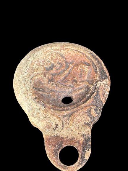 古羅馬 Terracotta 油灯，骑马的年轻男子手持盾牌。西班牙出口许可证。 - 3 cm #1.0