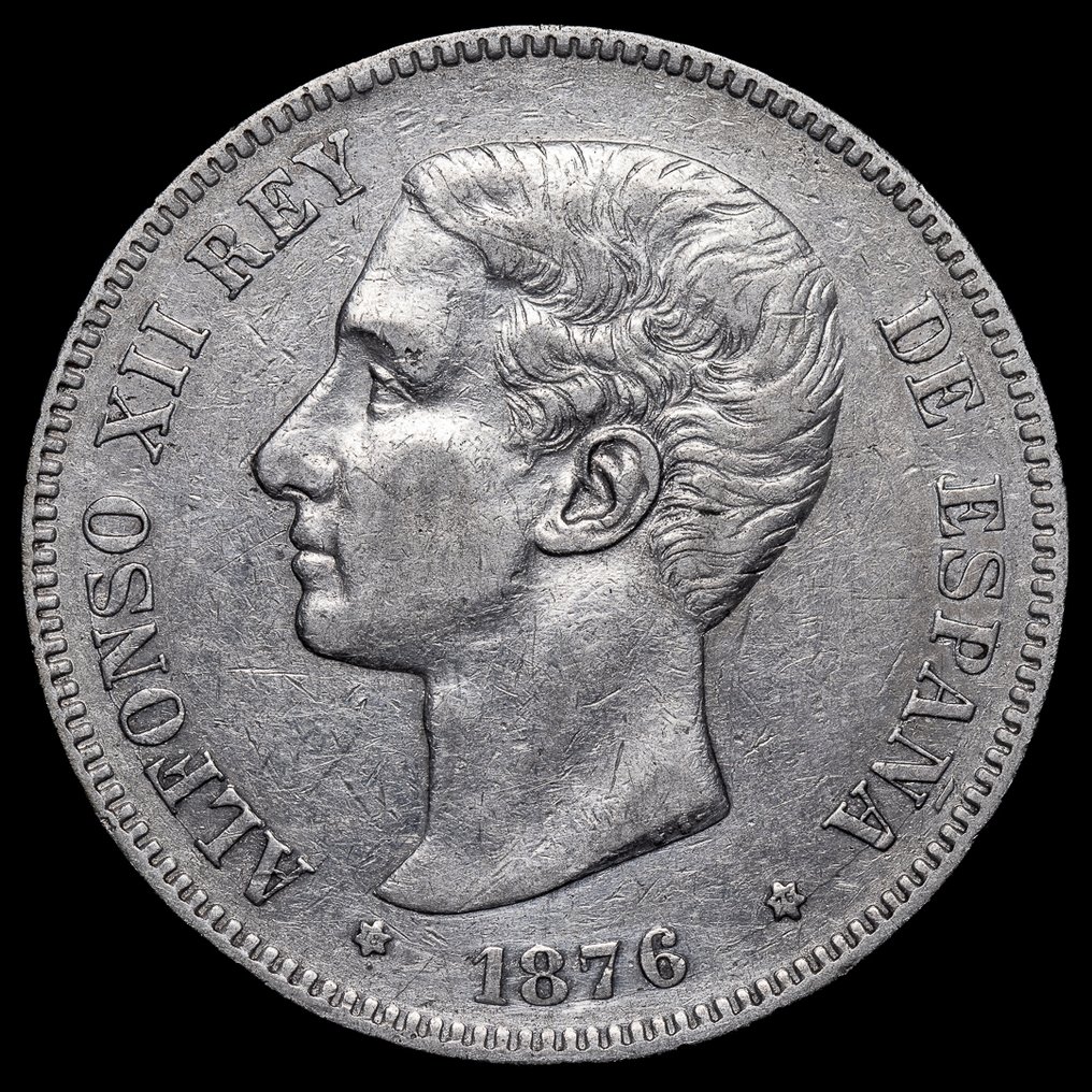 Spanien. Alfonso XII. 5 Pesetas 1876 DEM (Ingen mindstepris) #1.0