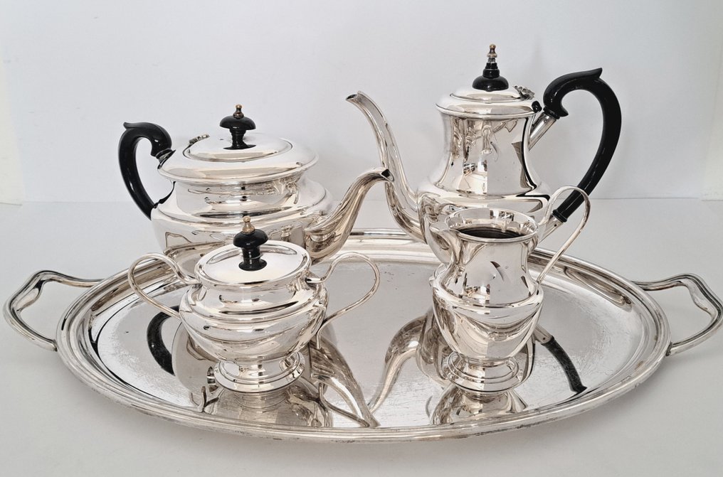 Fleuron Christofle - Tafelservies (5) - 4delig koffie/ theeservies op dienblad - Verzilverd #1.1