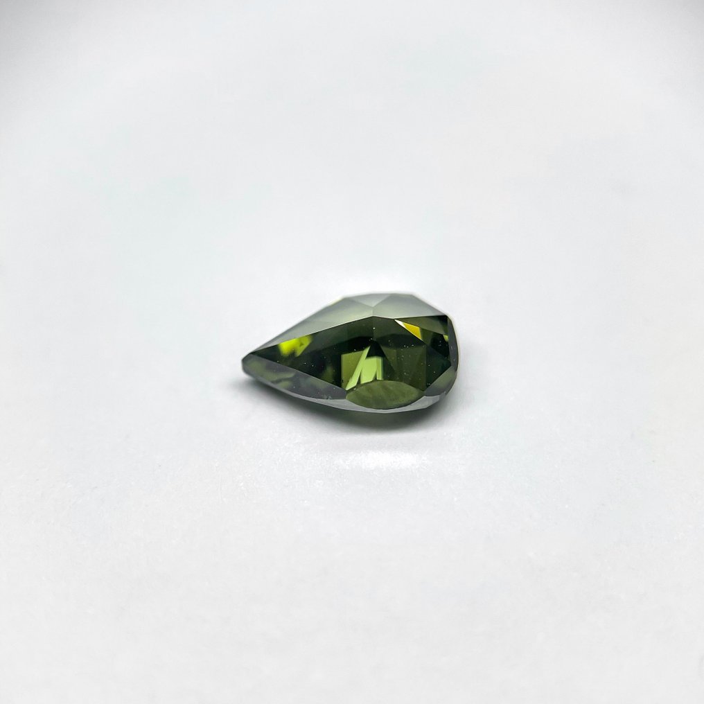 1 pcs Gyémánt (Természetes színű) - 1.59 ct - Körte - Fancy dark Sárgás, Szürke Zöld - SI2 - Amerikai Gemmológiai Intézet (GIA) #3.2