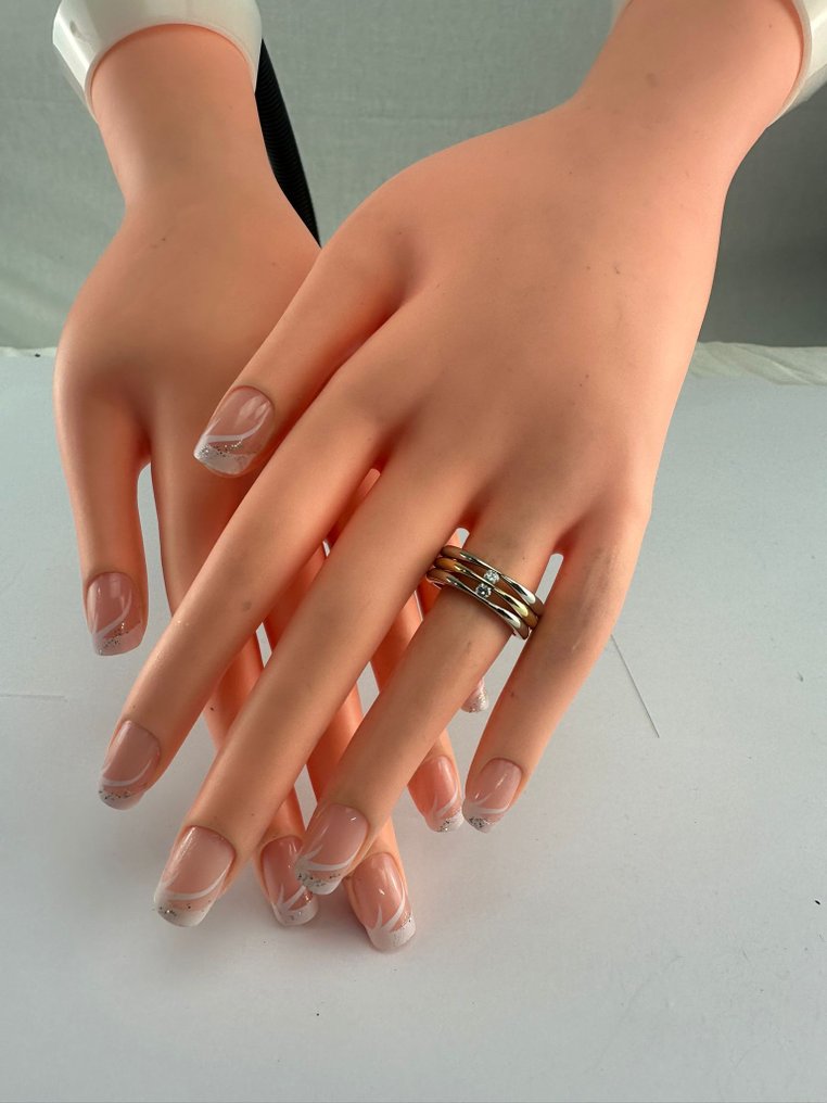 戒指 - 18K包金 白金, 黄金 - 0.12ct. tw. 钻石 (天然) - 0,12 Bandring RS 57 18K #2.1