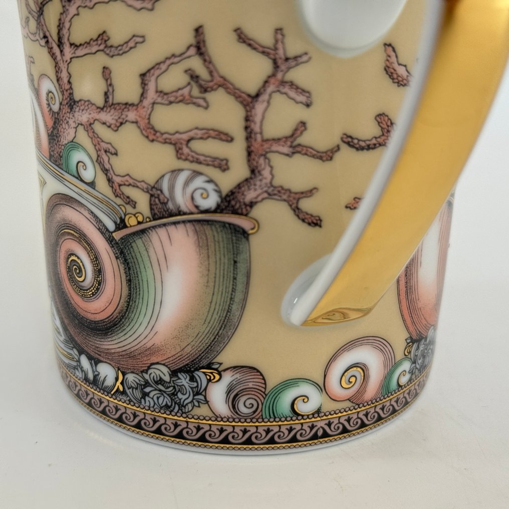 Rosenthal - Versace - Beaker - Mug with handle - 9 cm - Etoiles de la Mer Beige - Porcelain - originally packaged, new #4.3