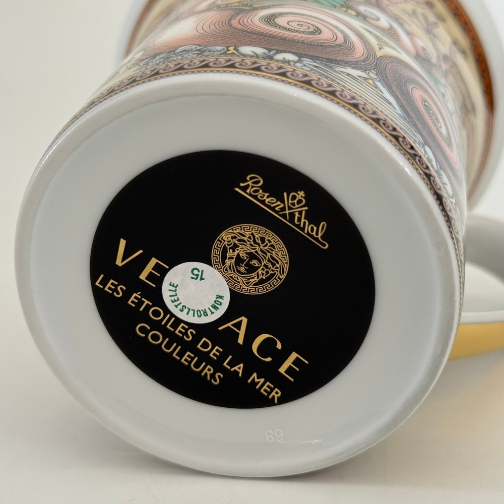 Rosenthal - Versace - Beaker - Mug with handle - 9 cm - Etoiles de la Mer Beige - Porcelain - originally packaged, new #3.2