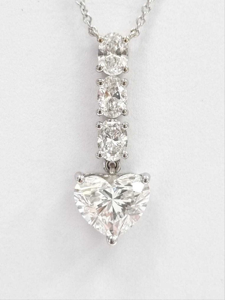 Halskette mit Anhänger - 14 kt Weißgold - 4.18ct. tw. Diamant (Laborgezüchtet (Lab Grown)) - Diamant #2.1