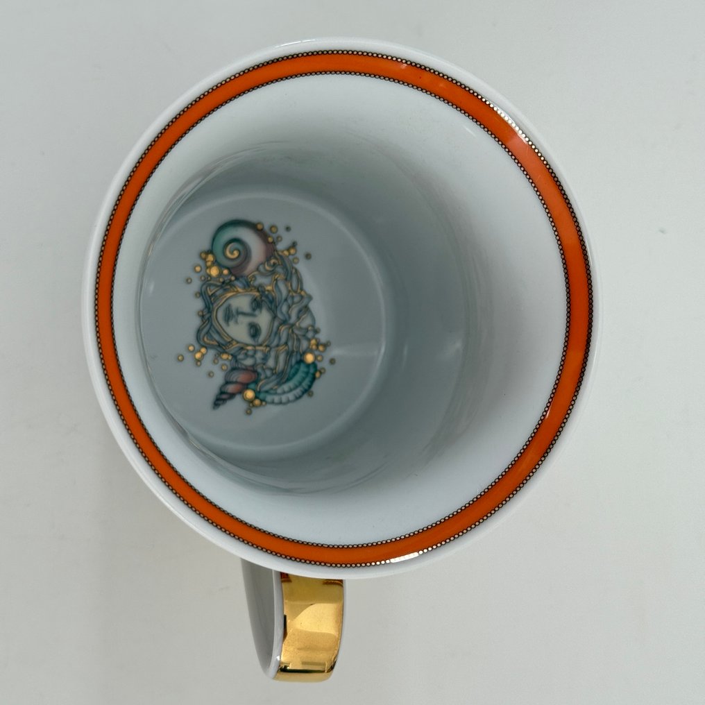 Rosenthal - Versace - Beaker - Mug with handle - 9 cm - Etoiles de la Mer Beige - Porcelain - originally packaged, new #2.1