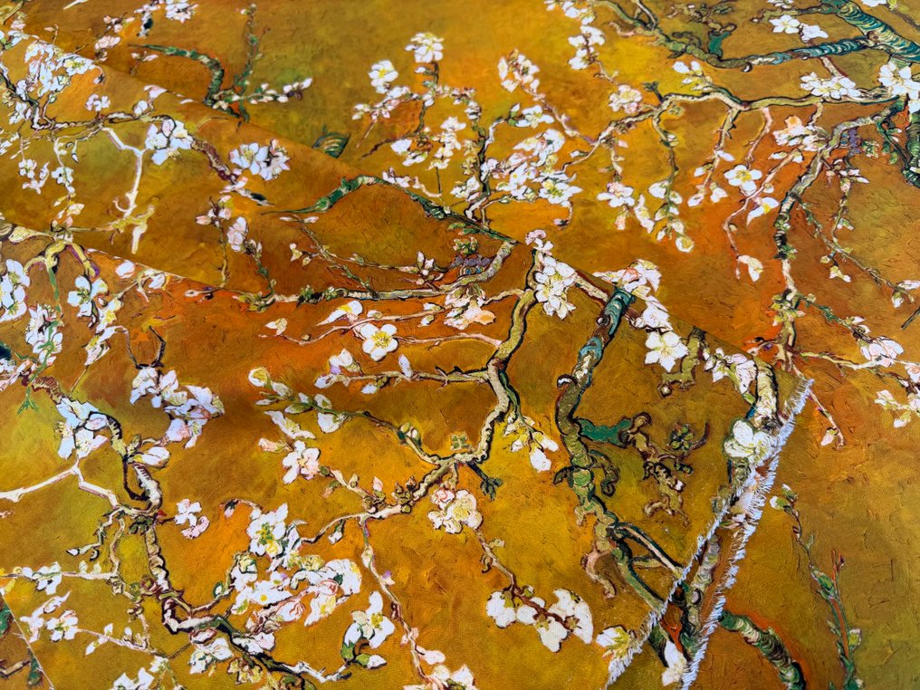 Goldene Blüte – Homage an Van Gogh auf OEKO-TEX Baumwolle - Polsterstoff  - 3 m - 2.8 m #1.0