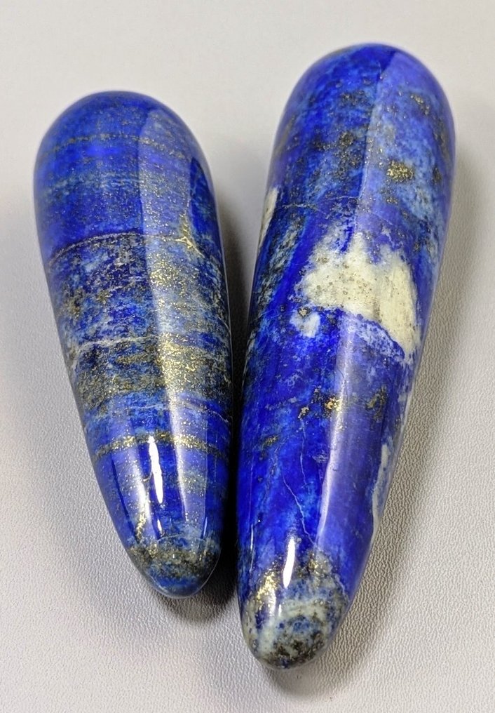 Lápis Lazuli com forte pirita dourada natural Pedra de Massagem para a Palma - Altura: 115 mm - Largura: 32 mm- 1010 g - (6) #3.2